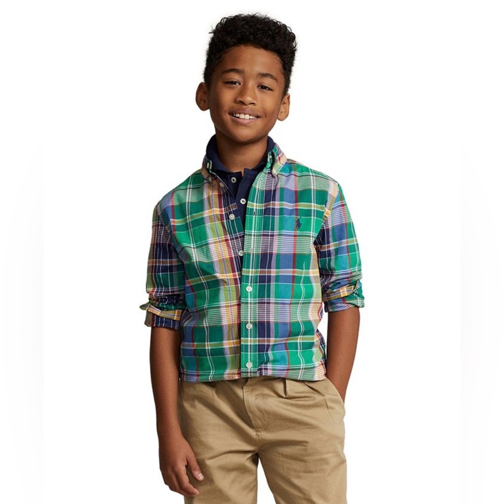 Ralph Lauren‎ boys, size medium, 8/10 button-down 100% cotton shirt
